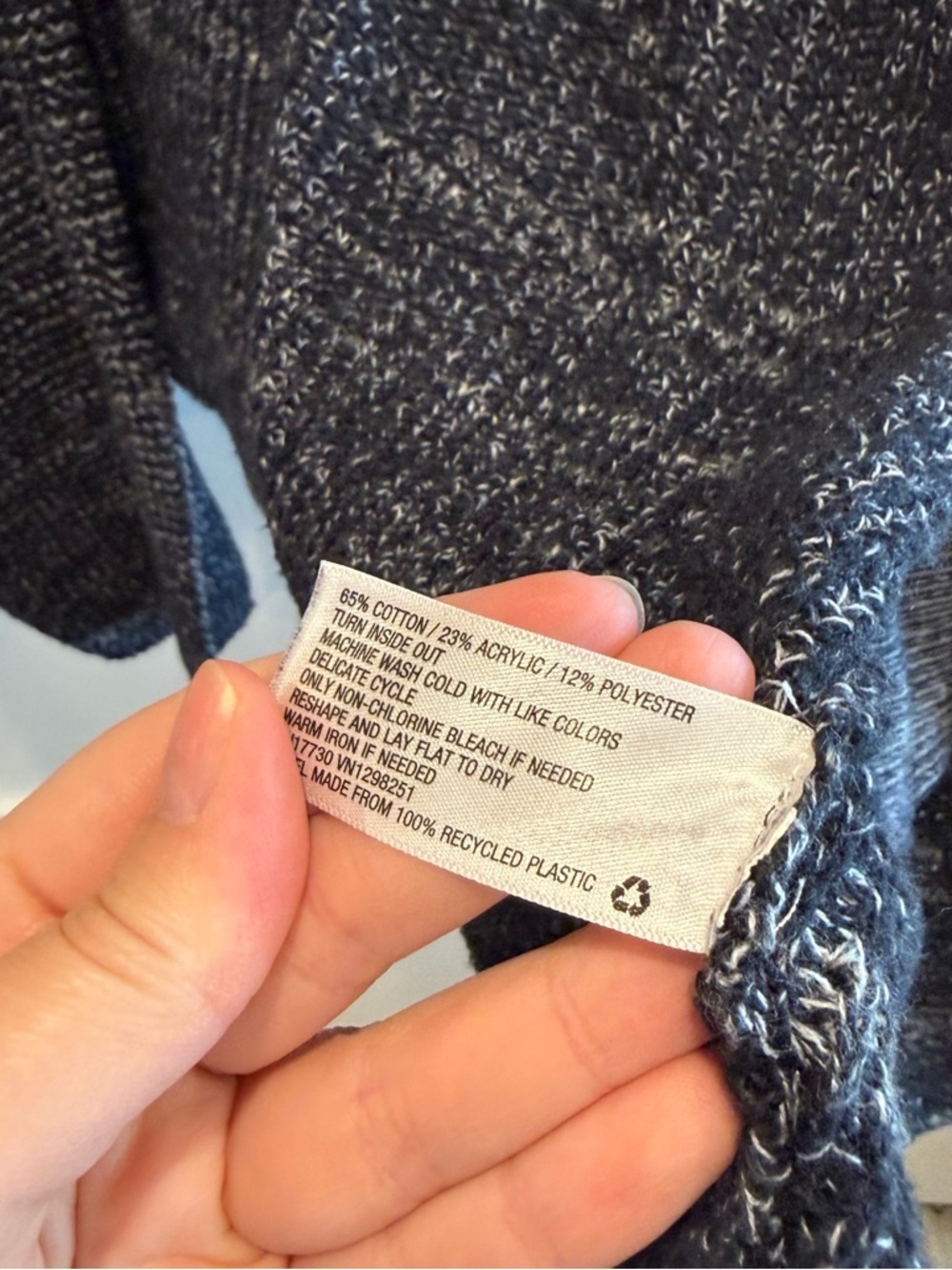 Open-Front Knit Cardigan Sweater - Dark Navy/Grey - Picture 8 of 11